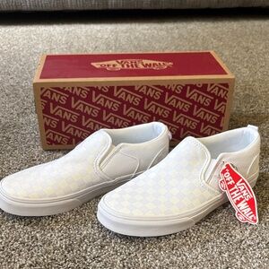 Vans Kids White Checkered Slip-On Sneakers
